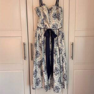 Vintage Julie Miller California Blue Floral Dress, 50’s style midi dress.